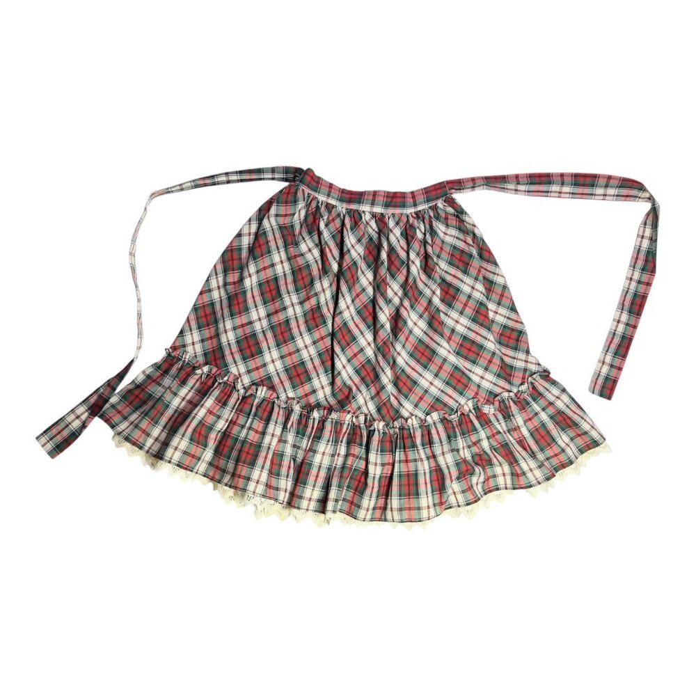 Vintage 1980s Bryan Girls Size 8 Ruffled Prairie Skirt Pull-On Plaid